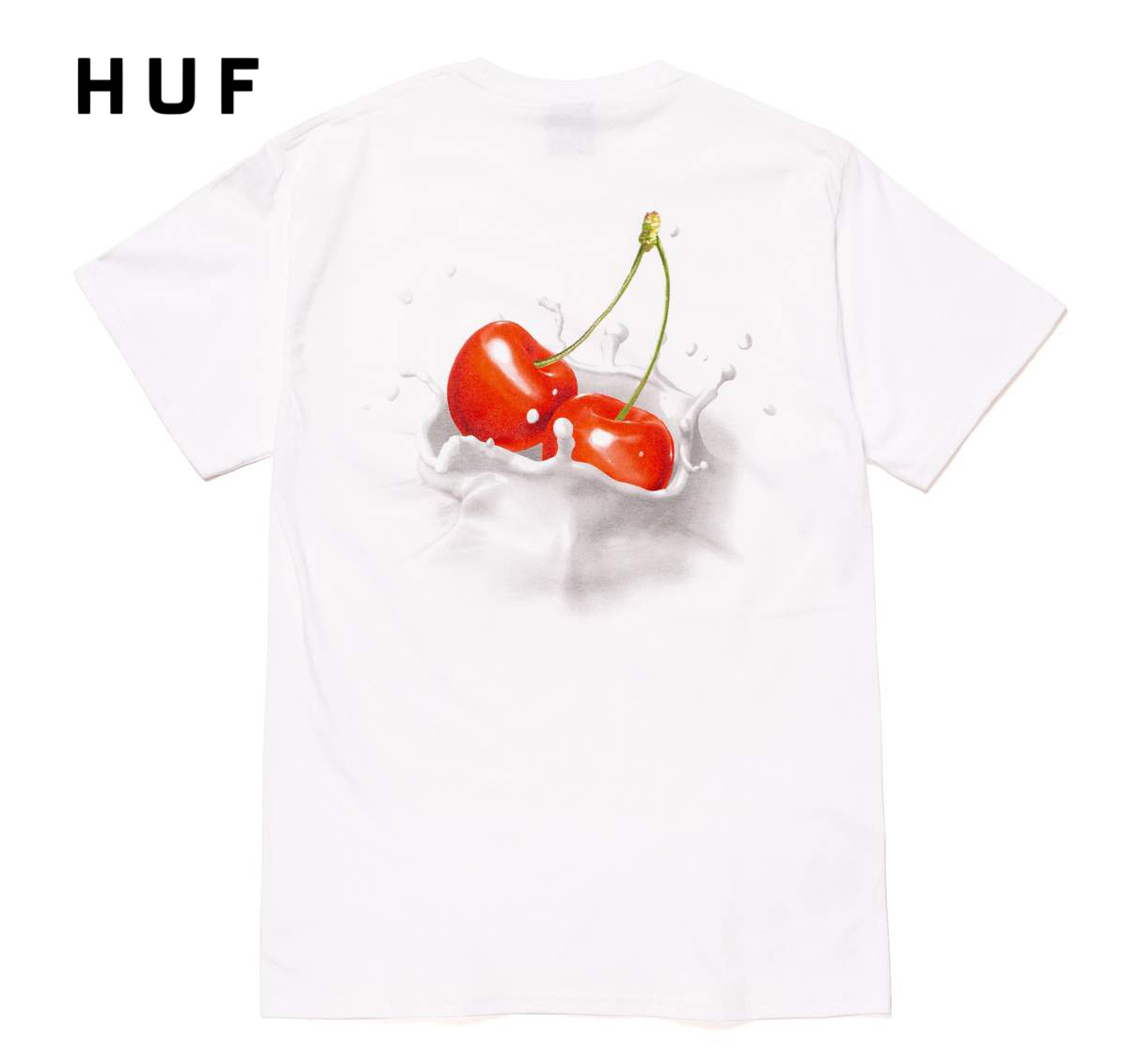 ★米国発/送関込*HUF*新作*CHERRYロゴプリントTシャツ/WH★ ★米国発/送関込*HUF*新作*CHERRYロゴプリントTシャツ/WH★