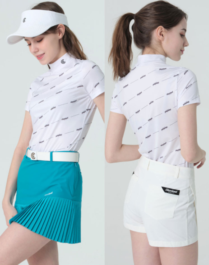 Cleveland Golf レディース・トップス CLEVELAND GOLF★ゴルフウェア★ロゴストライプTシャツ(8)
