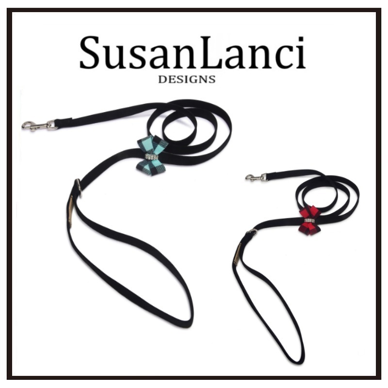 【Susan Lanci】ギンガムチェック リボン リード RED/TIFFI BLUE