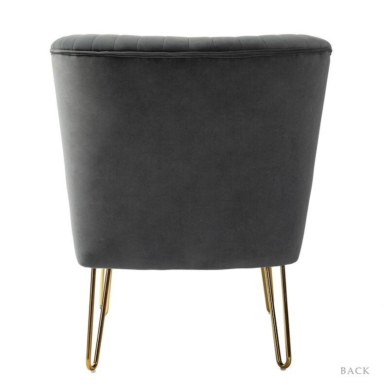 椅子・チェア wayfair★アームレス ベルベット アクセントチェア★グレー(8)