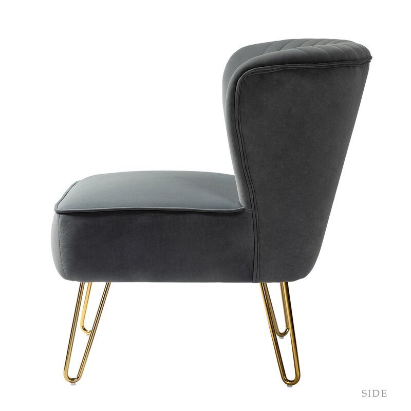 椅子・チェア wayfair★アームレス ベルベット アクセントチェア★グレー(10)