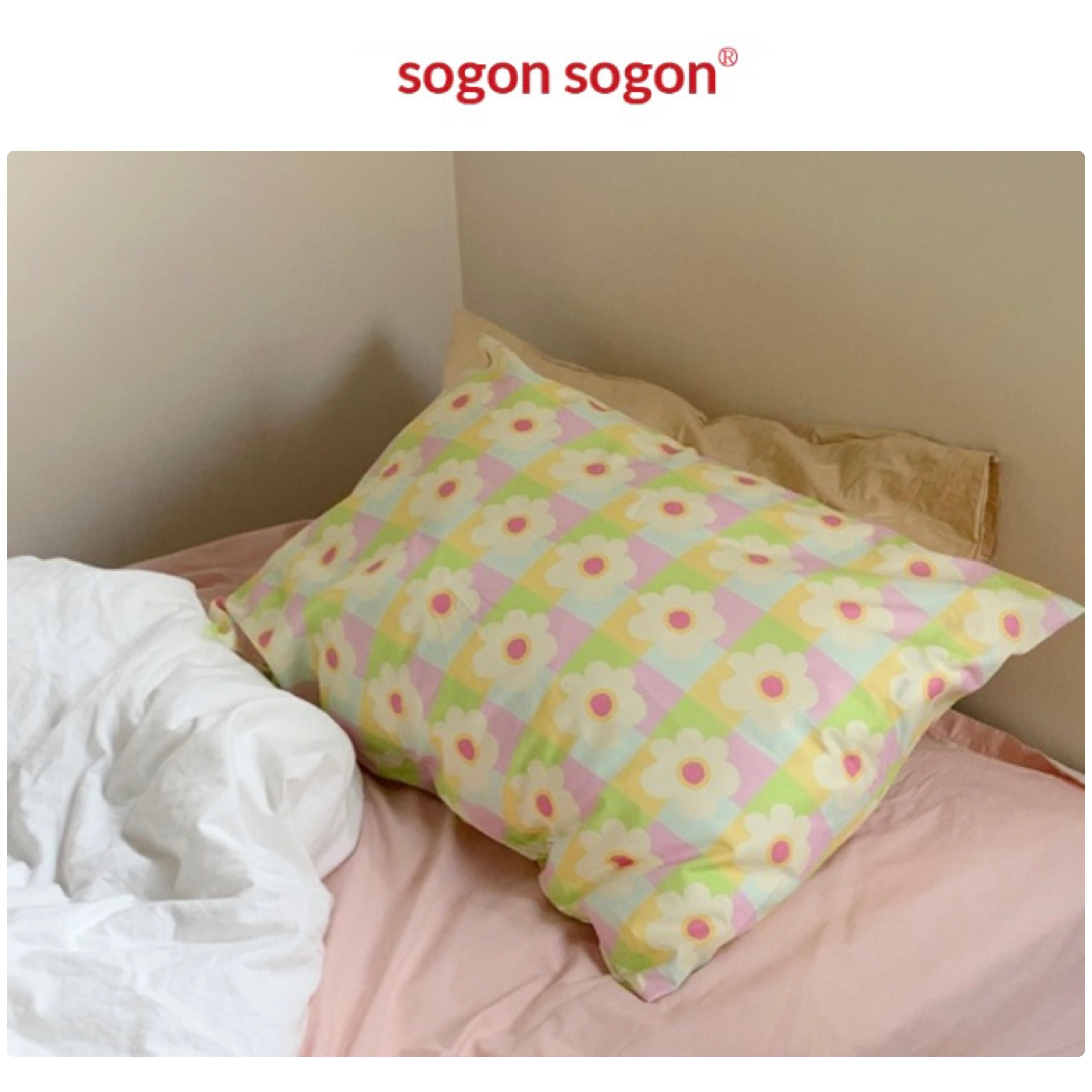 【韓国人気】〜 SOGON SOGON 〜 枕カバー spring flower pillow ベッドカバー・布団カバー 【韓国人気】〜 SOGON SOGON 〜 枕カバー spring flower pillow ベッドカバー・布団カバー