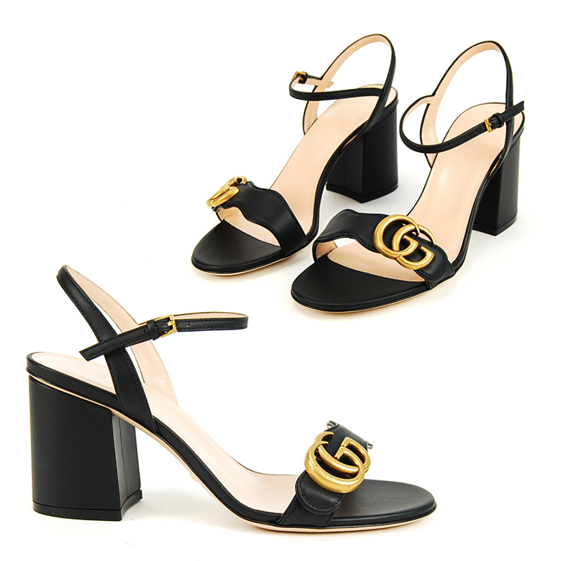 関税負担なし GUCCI グッチ sandal レザー ミッドヒールサンダル