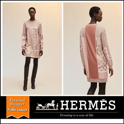 HERMES ワンピース 完売必至 HERMES ツイルレーヌ《クリック・クラック・ドット》