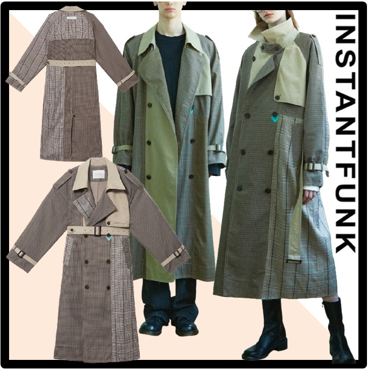 ☆関税込☆INSTANTFUNK★DOUBLE CHECK MIX TRENCH COA.T★コート