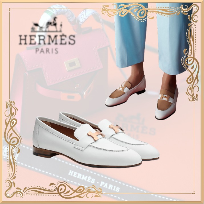 完売必至! 【エルメス】 モカシン パリ ローファー 白 レザー (HERMES