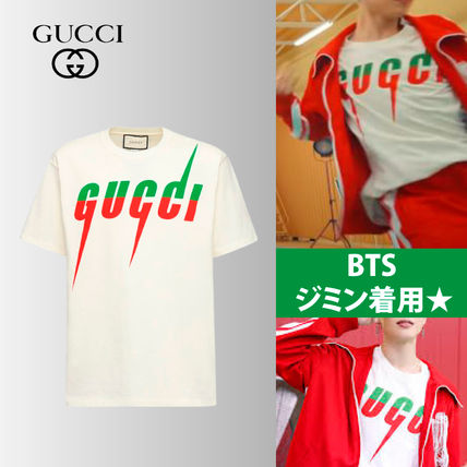 GUCCI Crew Neck Crew Neck Pullovers Street Style Cotton Short Sleeves