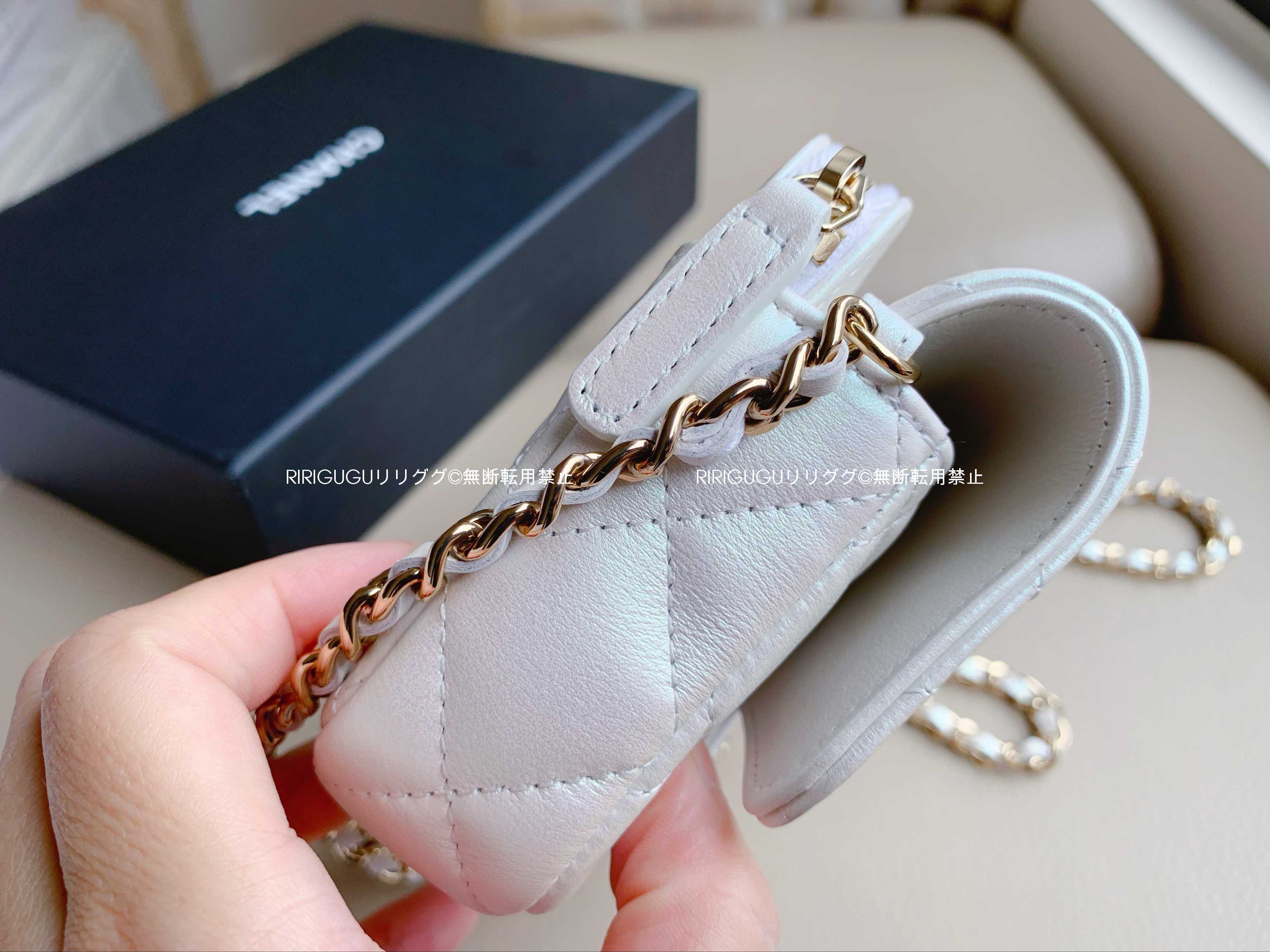 【可愛い♡】シャネル CHANEL 25S ケリー フォンケース フォン ケース - グレインド シャイニー カーフスキン、ブルー