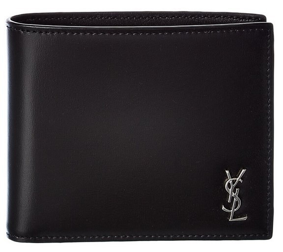 Saint Laurent(サンローラン) ロゴ レザー 2つ折り財布 BLACK
