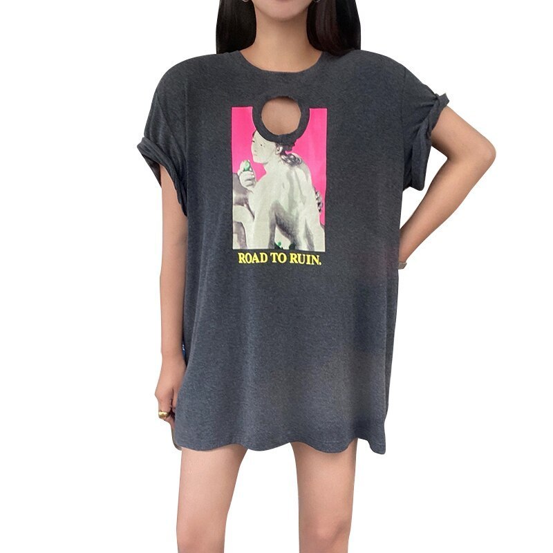 半袖 Tシャツ オーバーサイズ 胸空き トップス  シンプル