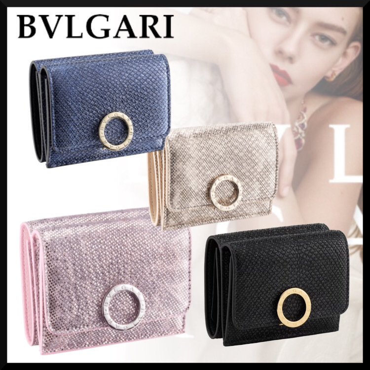 【BVLGARI】ブルガリ カーフスキン ロゴ 三つ折り ウォレット