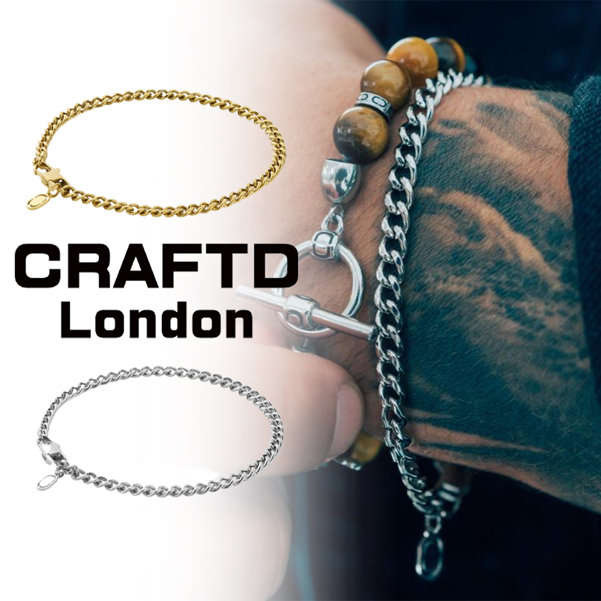 CRAFTD London ネックレス CUBAN BRACELET 4MMゴールド シルバー