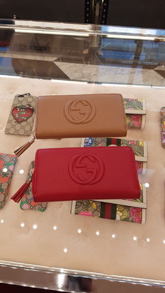 GUCCI Long Wallets Plain Leather Long Wallet  Logo Long Wallets