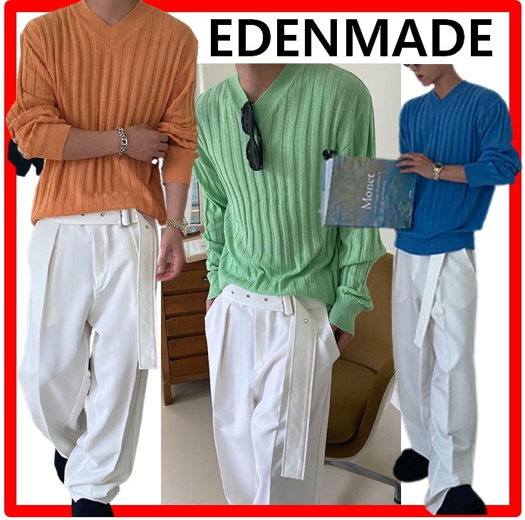 ★人気★EDENMADE★V neck linen SS kni.t★ニット★