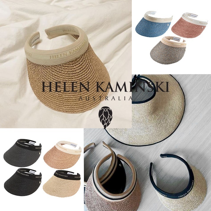 最新入荷 Kaminski Helen ★ Raffia Visor Logo Bianca ストローハット 最新入荷 Kaminski Helen ★ Raffia Visor Logo Bianca ストローハット