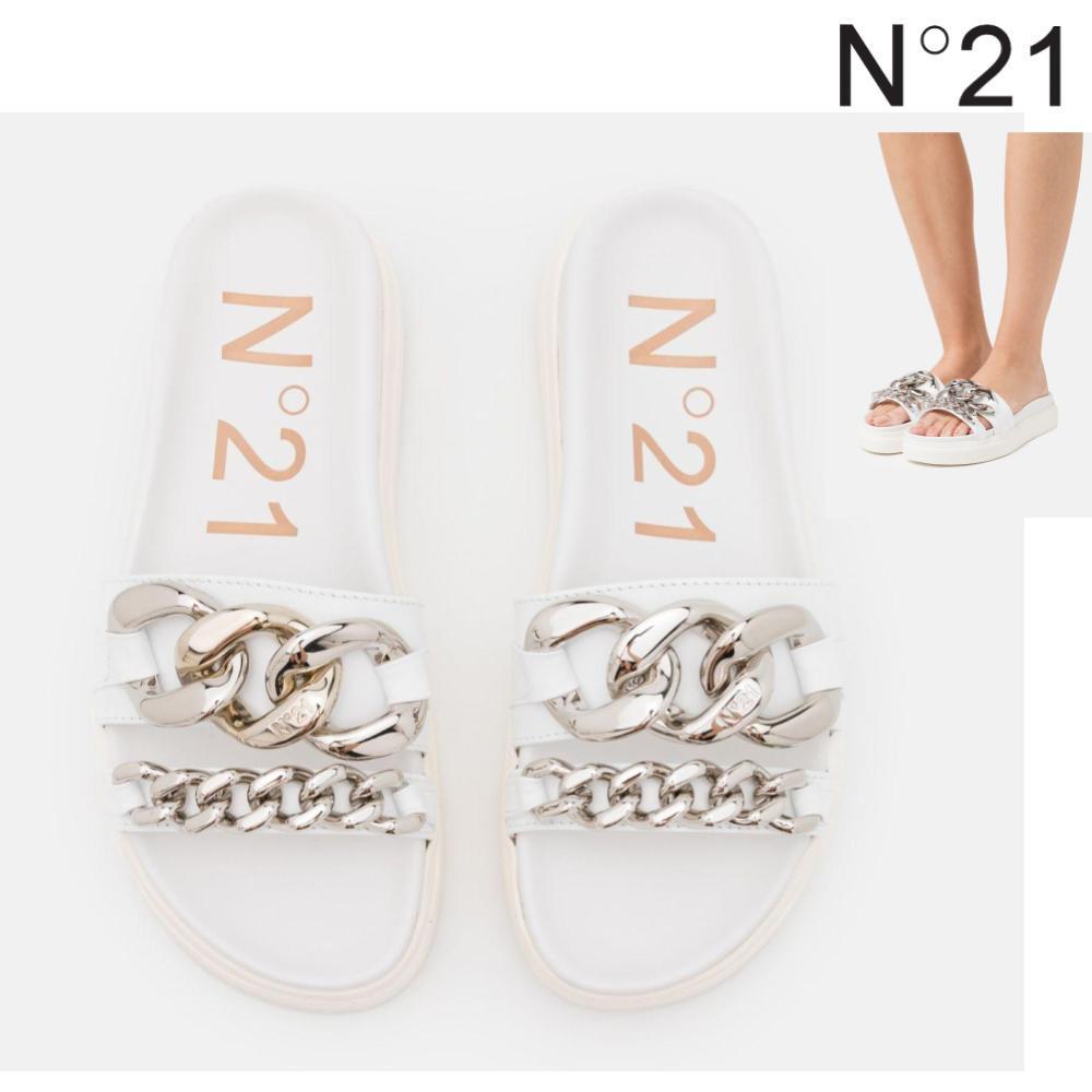 日本製 【OUTLET/今だけお得☆】N°21 フラットミュール サンダル 白 サンダル・ミュール 日本製 【OUTLET/今だけお得☆】N°21 フラットミュール サンダル 白 サンダル・ミュール
