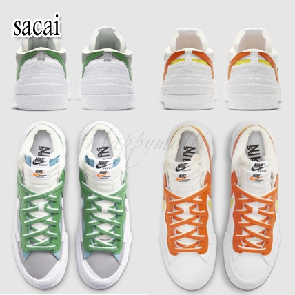 sacai × NIKE BLAZER LOW ORANGE GREEN○関税・送料無料○