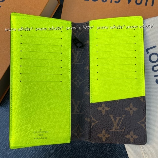 明日着 限定 ネオン色♪ LV モノグラム レザー 長財布 ブラザ 明日着 限定 ネオンカラー♪ 蛍光黄 ブラザ 長財布 ルイヴィトン
