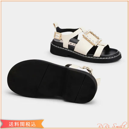 ROGER VIVIER VIV RANGERS ビジュー バックル レザー サンダル ROGER VIVIER VIV RANGERS ビジュー バックル レザー サンダル
