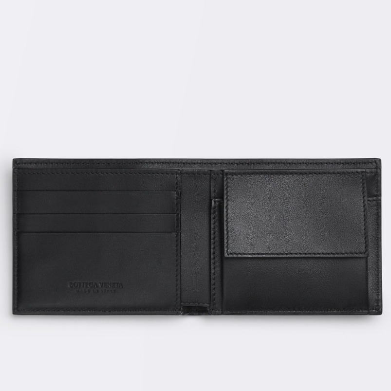 BOTTEGA VENETA 折りたたみ財布 希少 BOTTEGA VENETA★カーフレザー小銭入れ付き二つ折り財布(3)