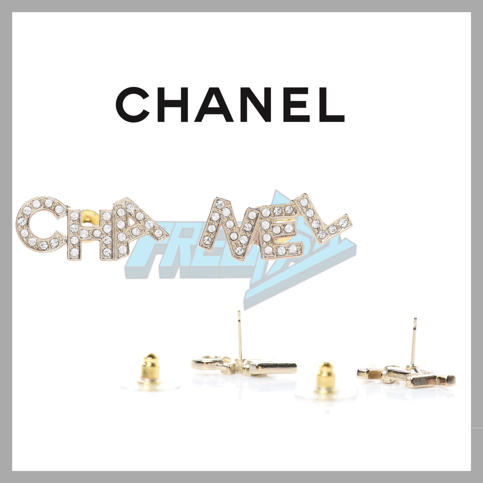 Chanel Crystal Pearl Signature ロゴ スタッド ピアス