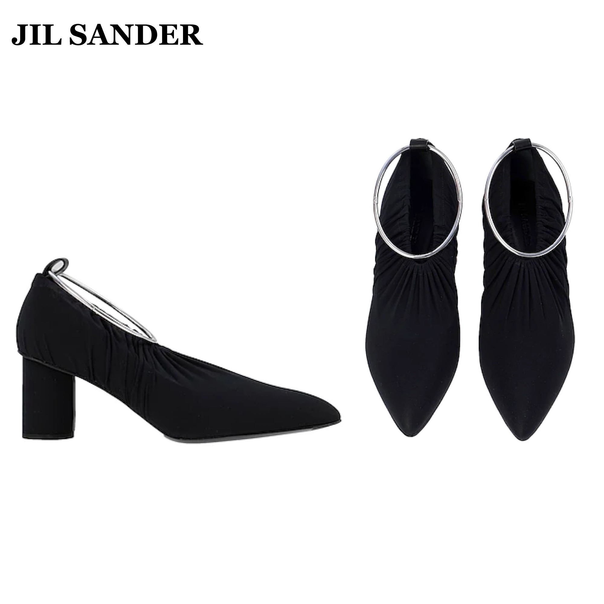 【JIL SANDER】大人気★アンクレット★ギャザーパンプス★6.5cm パンプス 【JIL SANDER】大人気★アンクレット★ギャザーパンプス★6.5cm パンプス