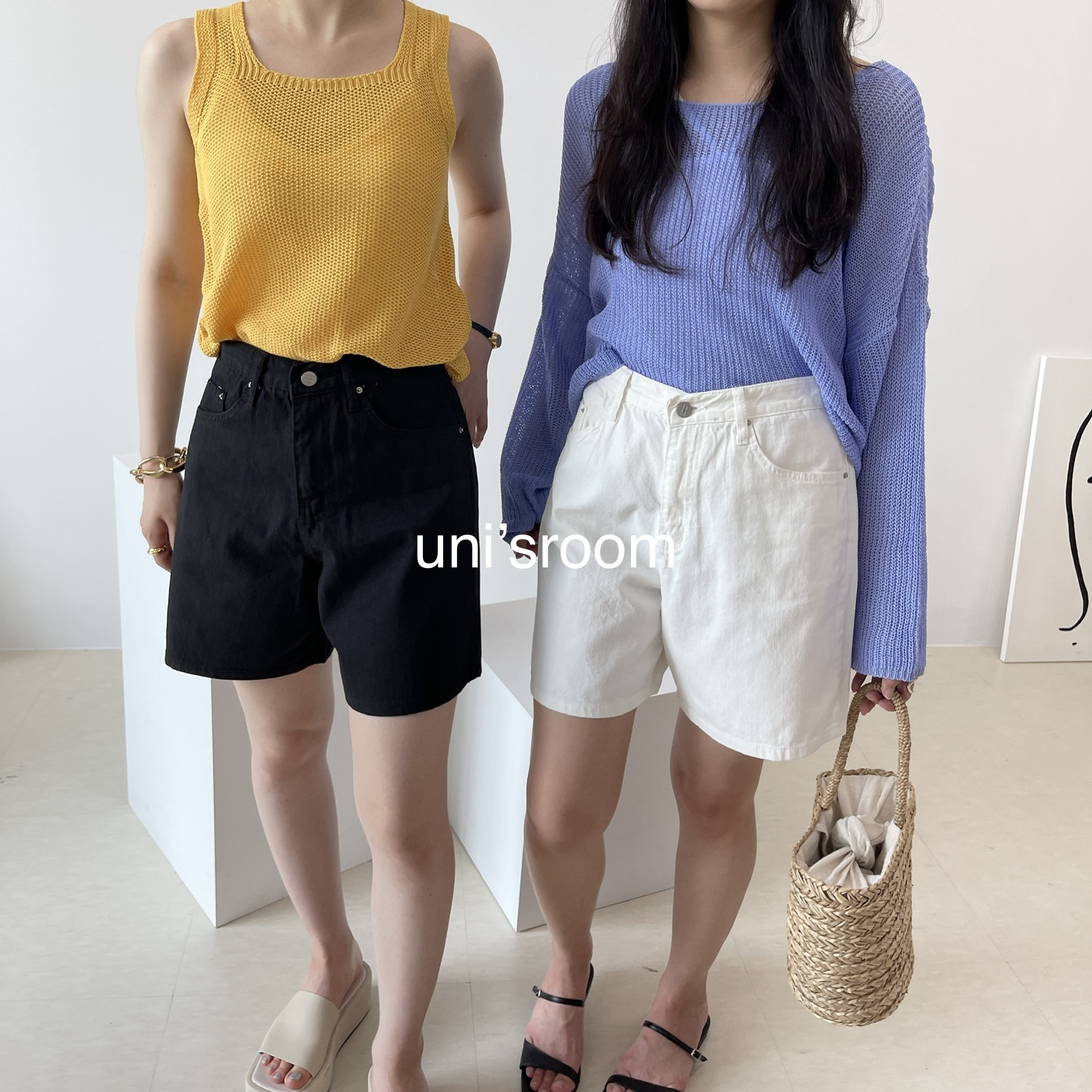 uni's room■2color コットンハーフデニムパンツ PT-SS21-20