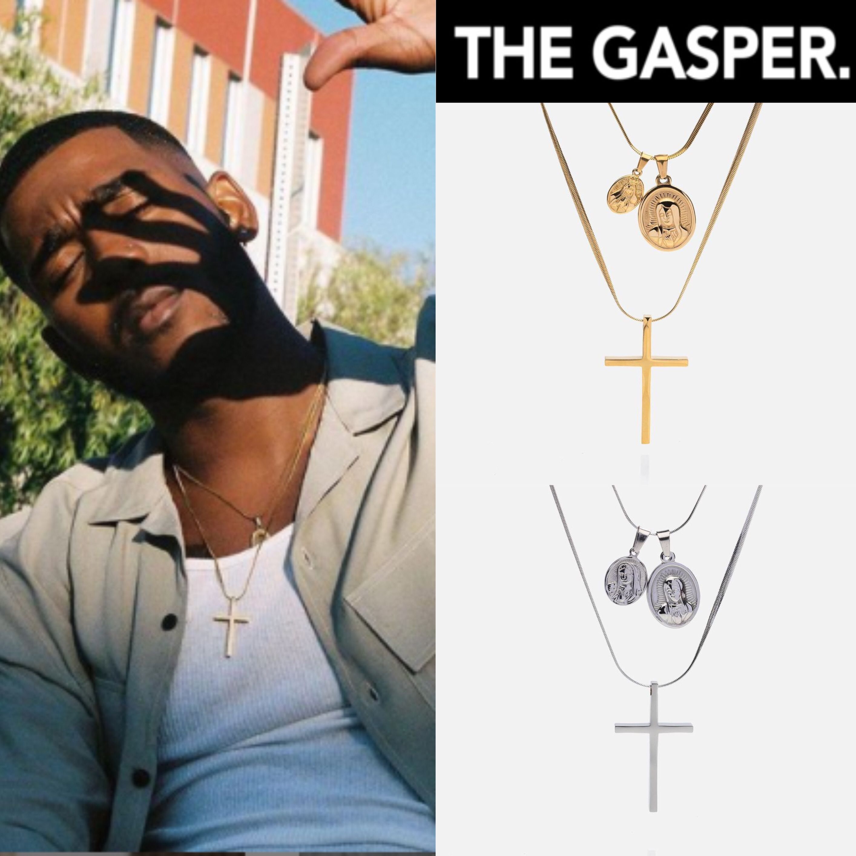 関税/送料込み【THE GASPER】ツインズ×クロスペンダント18k