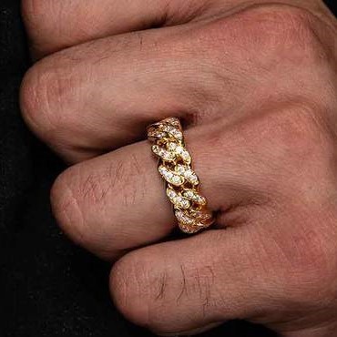 Rapper愛用【The Gold Gods】DIAMOND CUBAN LINKリング 6mm