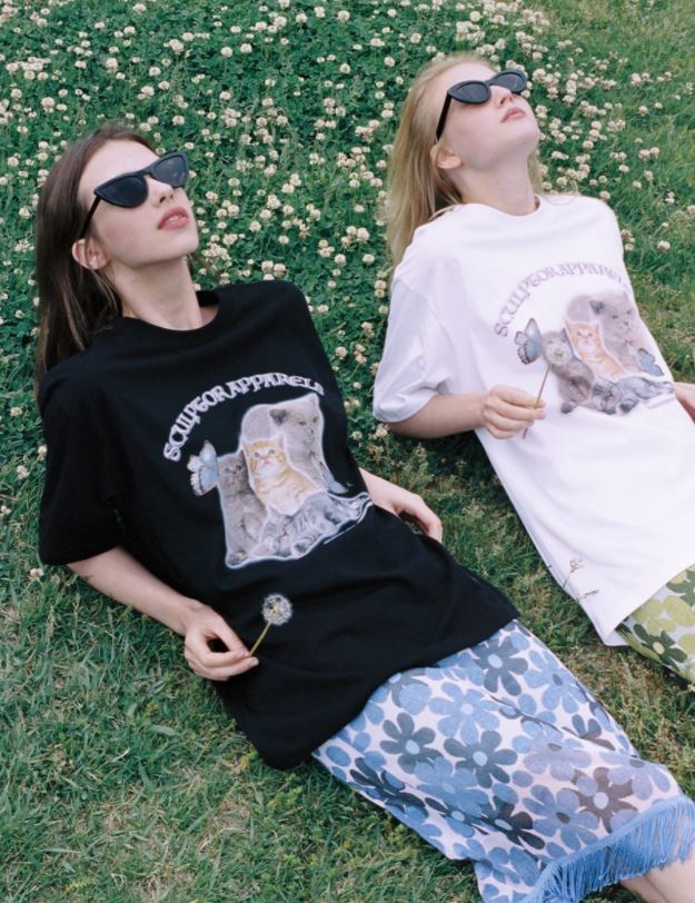 売れ筋】 SCULPTOR スカルプター Kitten Boxy 白L 韓国Tシャツ isyon