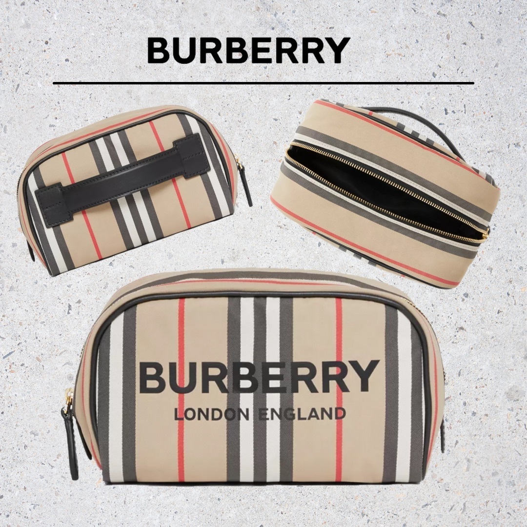 BURBERRY】スモール アイコンストライプ☆トラベルポーチ - www