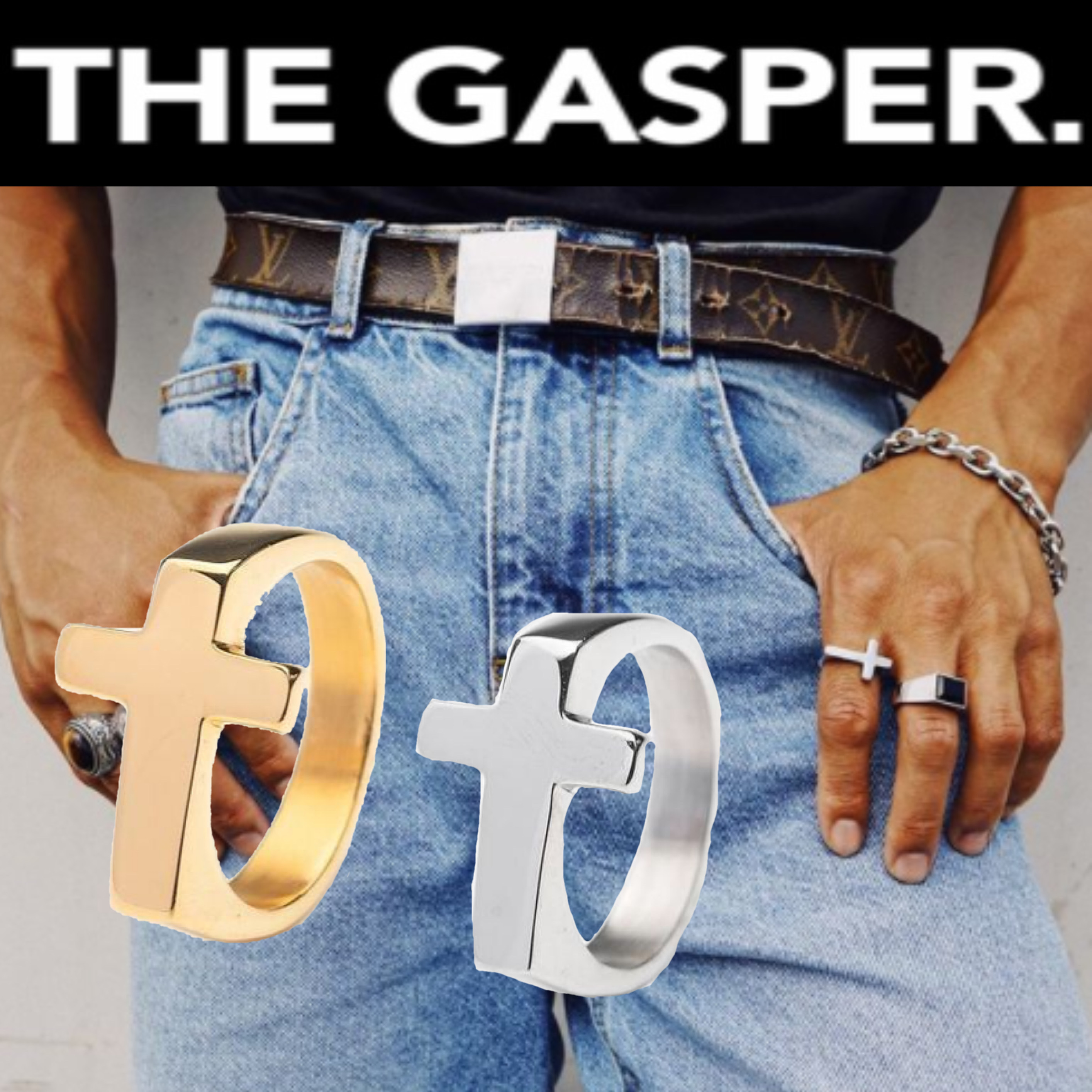 関税/送料込み【THE GASPER】クロススチールリング18k