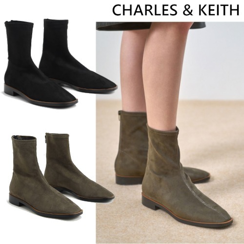 CHARLES&KEITH☆ジップアップ☆トレンド☆アンクルブーツ ショートブーツ・ブーティ CHARLES&KEITH☆ジップアップ☆トレンド☆アンクルブーツ ショートブーツ・ブーティ