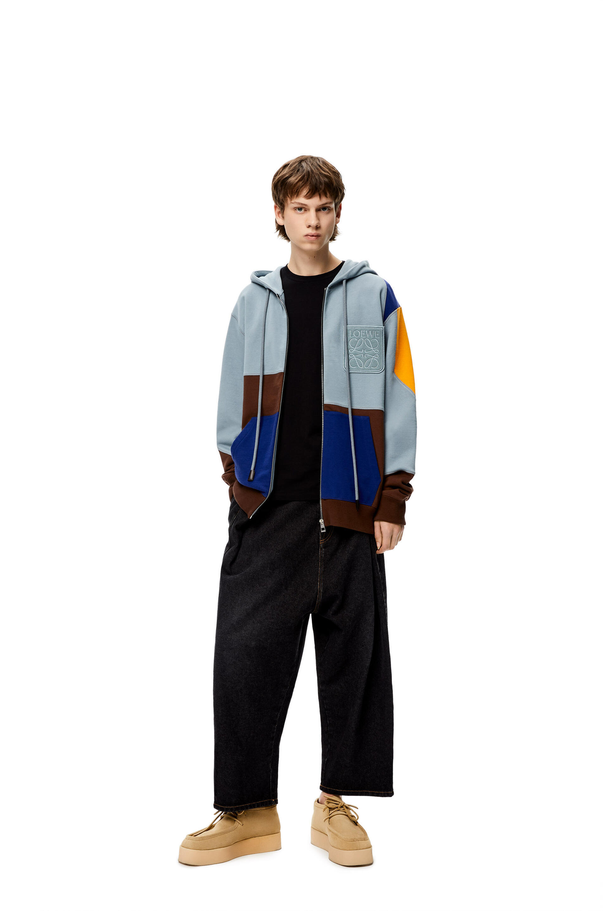21AWランウェイ着 LOEWEロエベ カラーブロックジップパーカー