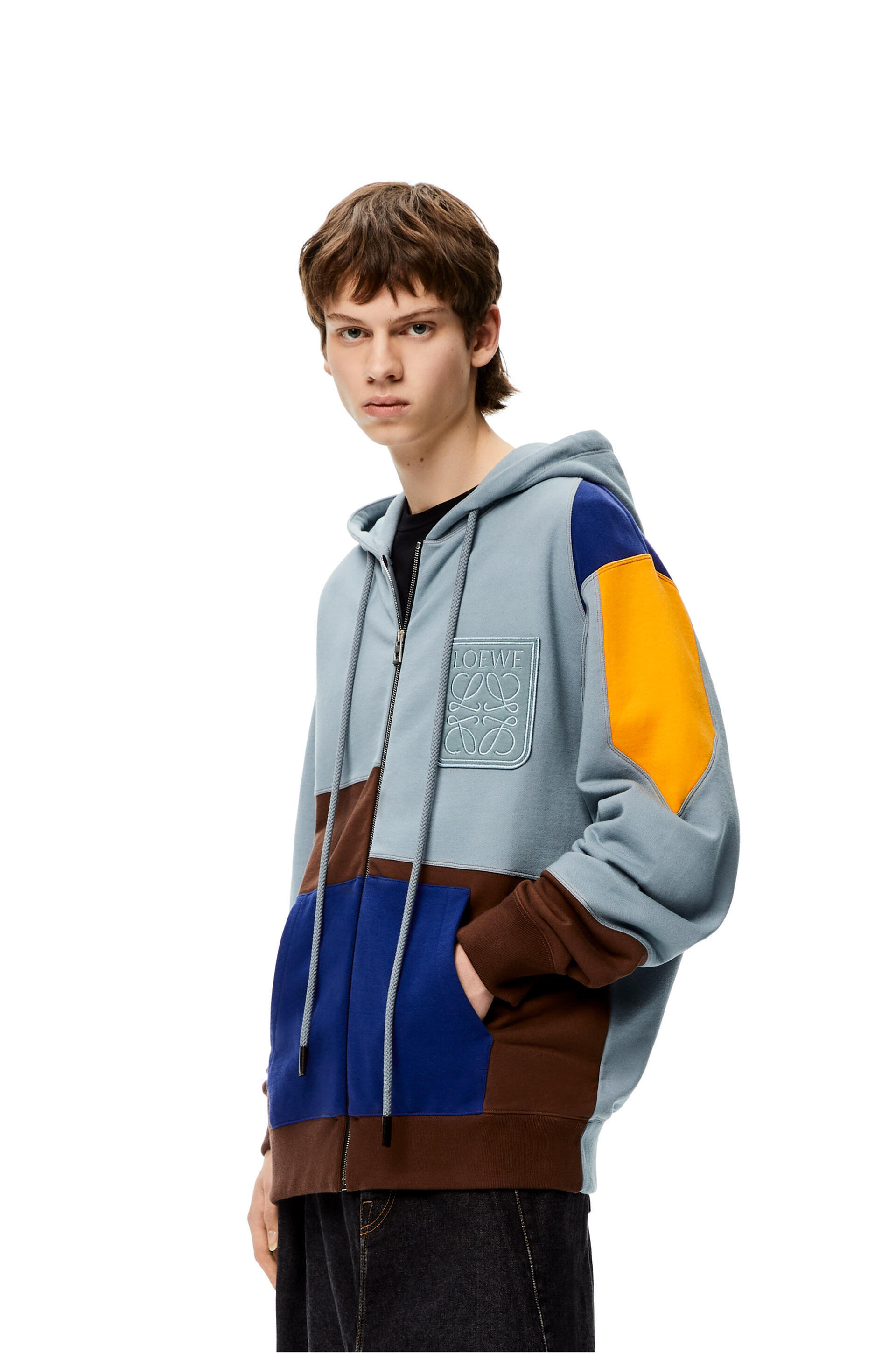 21AWランウェイ着 LOEWEロエベ カラーブロックジップパーカー
