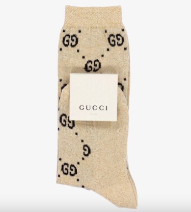 GUCCI ロゴ入りソックス Mサイズ アイボリー　未使用品 GUCCI グッチ ソックス 496493 4G293 レディース ロゴ ライン