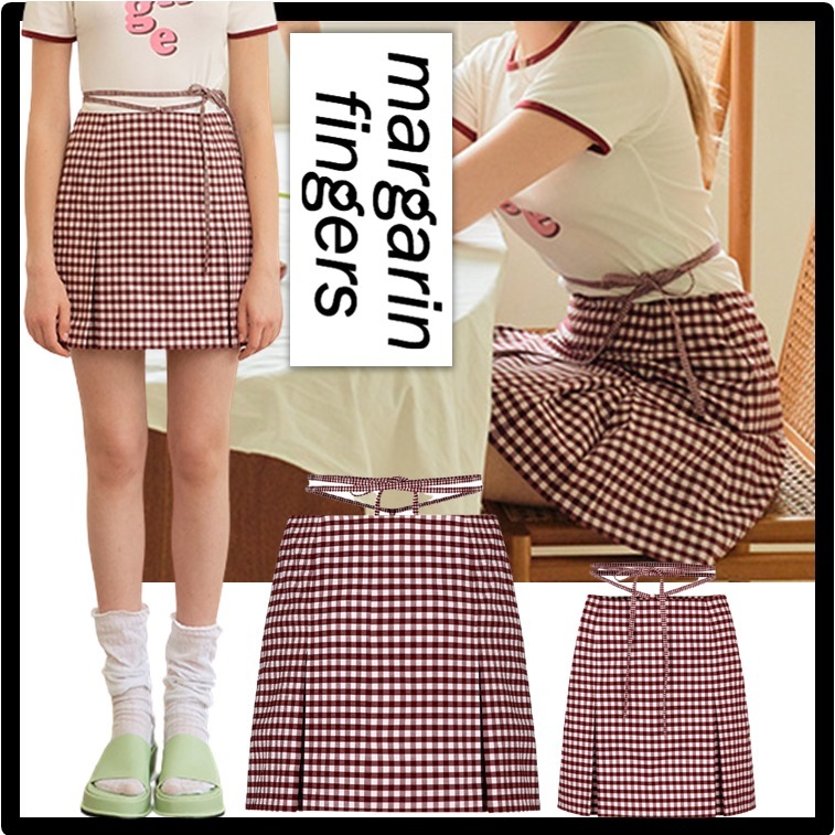 関税込☆Margarin Fingers☆check self string skir.t★スカート