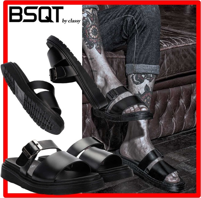 ☆【BSQT】☆CHEMNITZ STRAP SLIPPER AQUA BLAC.K☆23-29cm☆