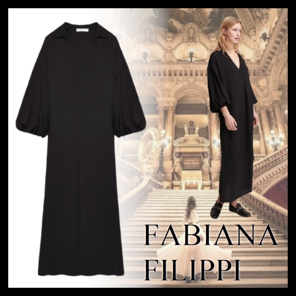 期間限定キャンペーン FABIANA FILIPPI シルクドレス ブラック Vネック