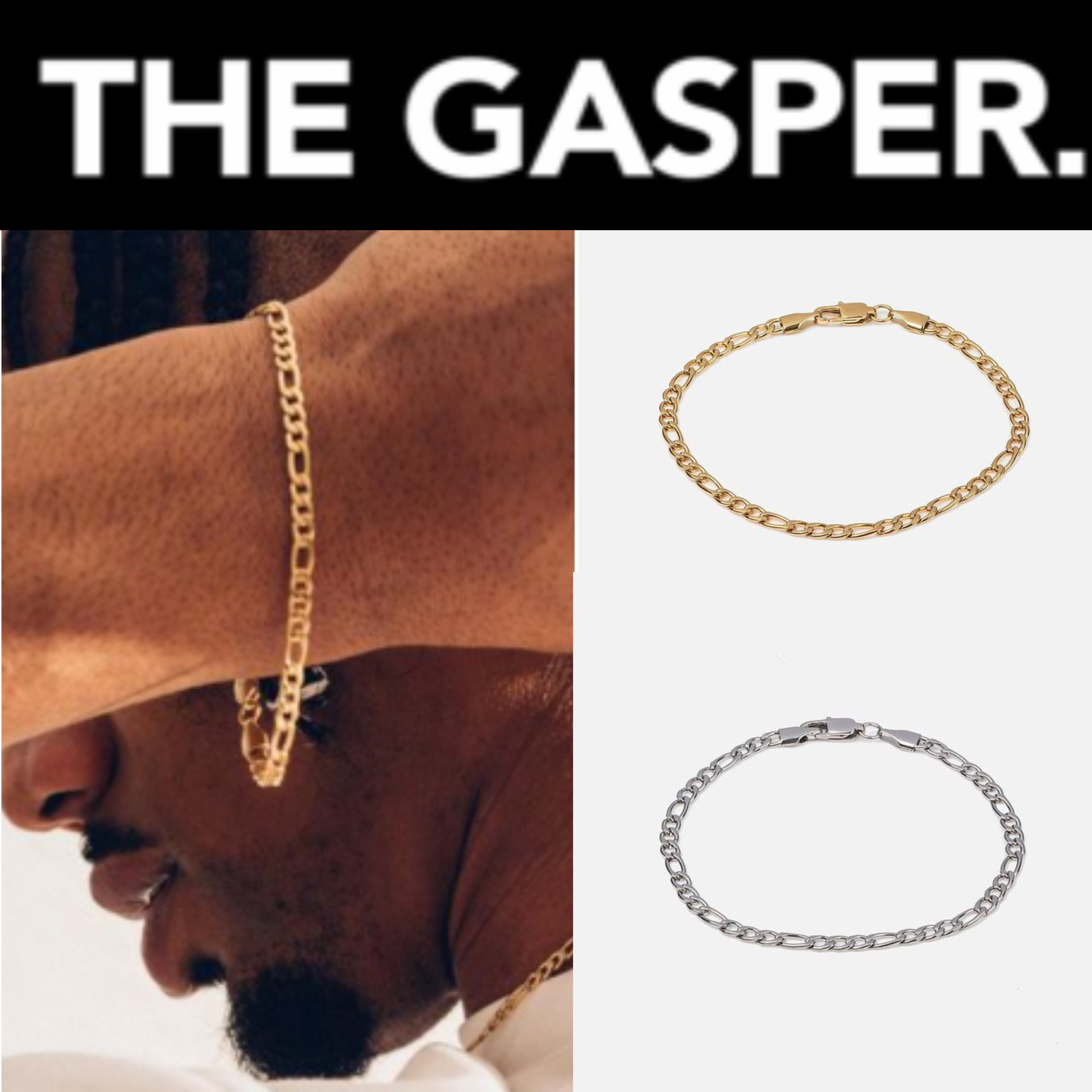 関税/送料込み【THE GASPER】4MMフィガロブレスレット18k