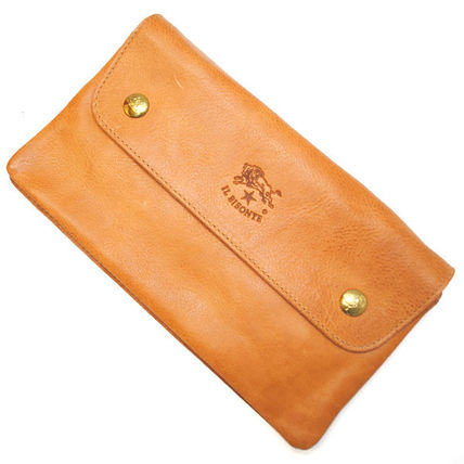 IL BISONTE Long Wallets Unisex Plain Leather Bridal Logo Long Wallets