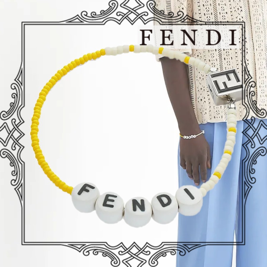 FENDI イエロー ビーズロゴ ブレスレット 国内直営店 すぐ届く 【本物保証】