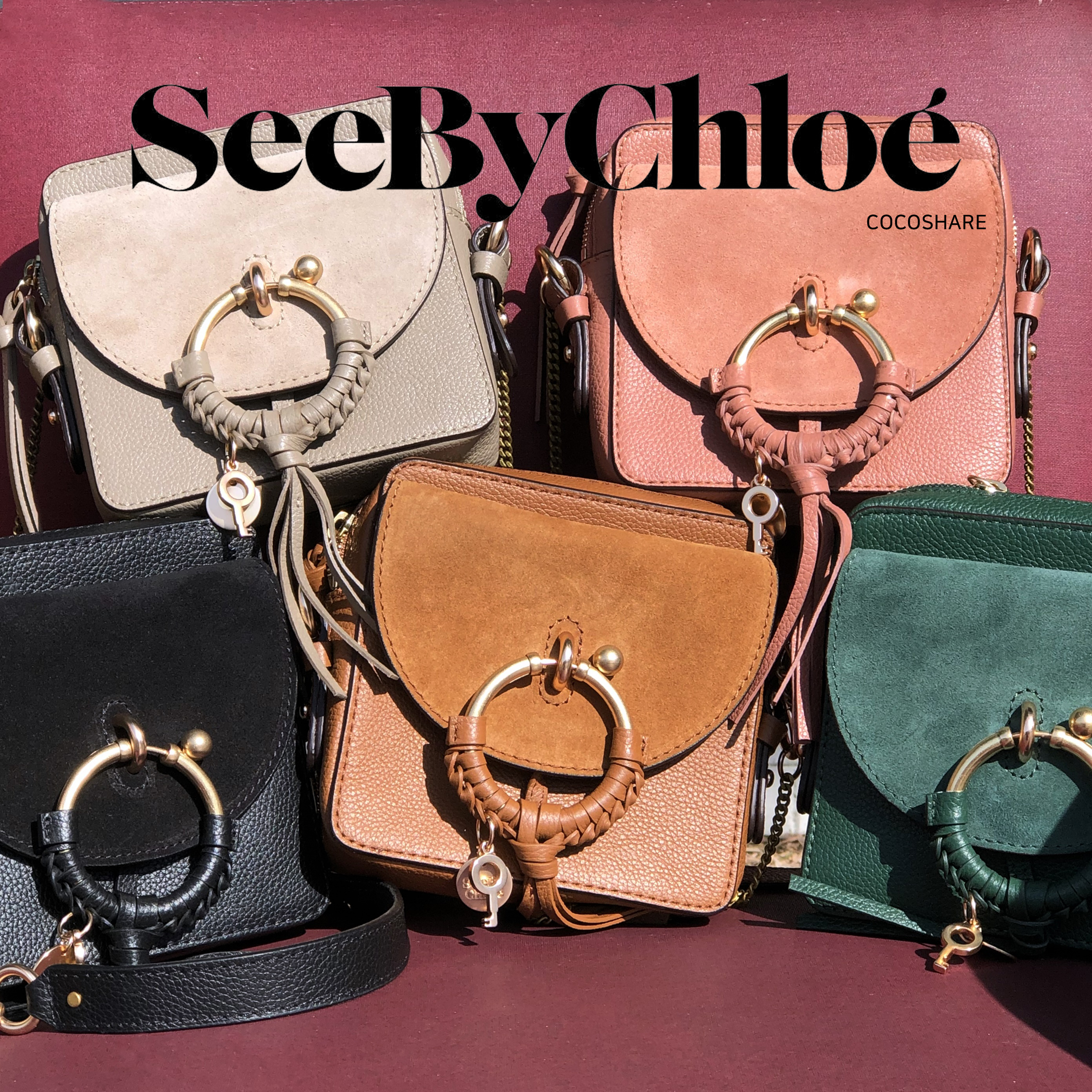 新作 SEE BY CHLOE JOAN MINIカメラスエードショルダーバッグ