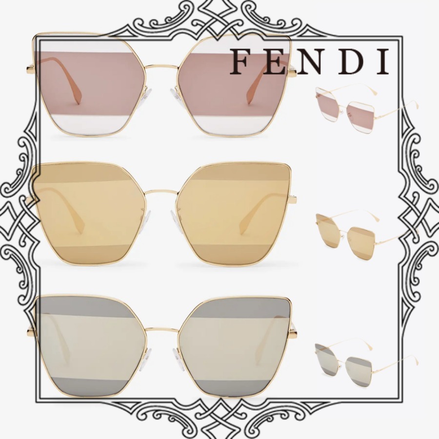 豪華で新しい FENDI ストライプ すぐ届く 国内直営店 メタル キャット 業界大好評 FENDIのキャットアイサングラス サングラス/メガネ