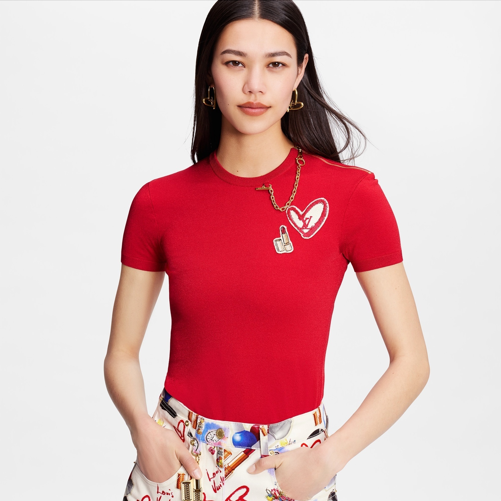 Louis Vuitton Tシャツ・カットソー 《限定》LVリップスティックパッチ 半袖 チェーン プルオーバー(5)