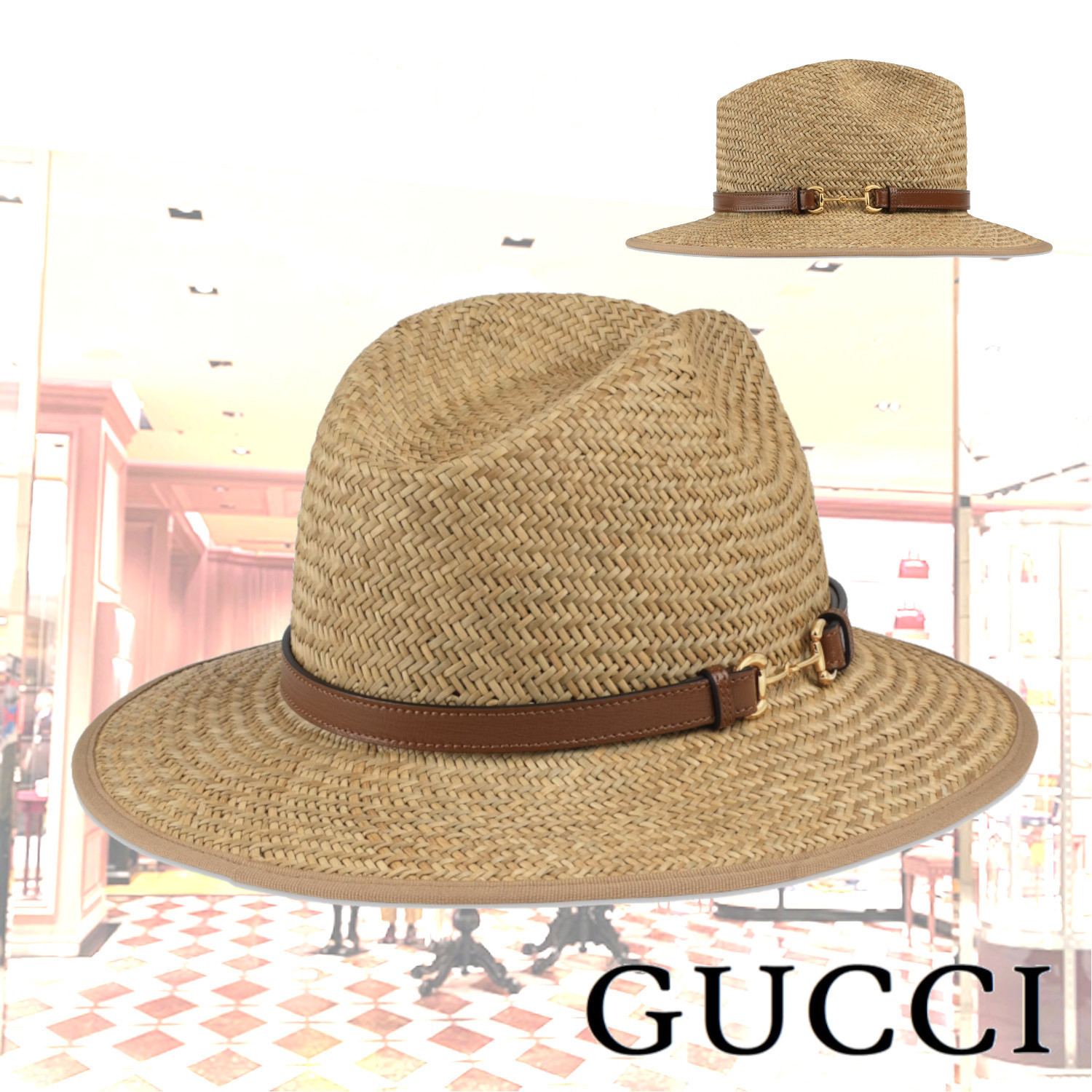 人気■GUCCI■Straw hat with Horsebit ホースビット 麦わら帽子 ストローハット 人気■GUCCI■Straw hat with Horsebit ホースビット 麦わら帽子 ストローハット