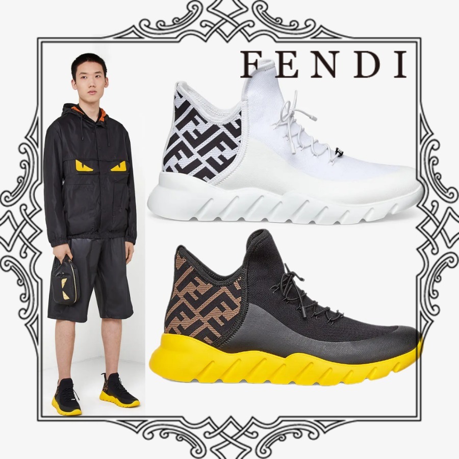 最終値下げFENDI FFメッシュ切替え ハイトップ スニーカー 直営 すぐ