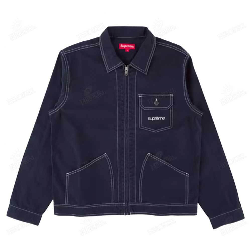 Shop Supreme 2018 SS Unisex Street Style Logo Jackets (Supreme ウクライナ情勢 supreme contrast stitch work jacket Gジャン/デニムジャケット