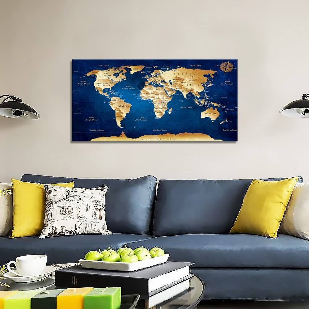 世界地図 キャンバスアート モダン ウォールアート 50cmx100cm