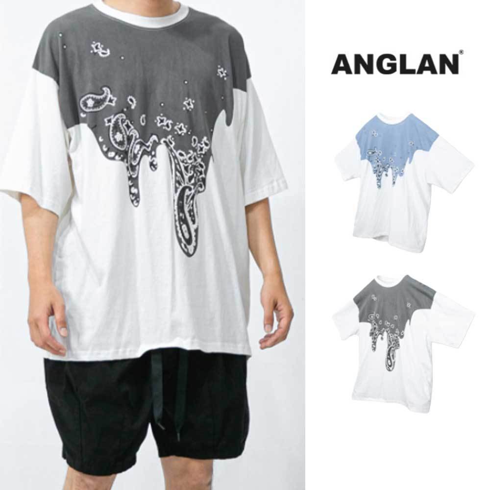 【ANGLAN】Bandana Paint Over Half Tee